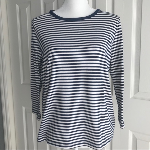 Anthropologie Tops - NWOT Anthropologie T.la Striped Navy T-Shirt Sz L